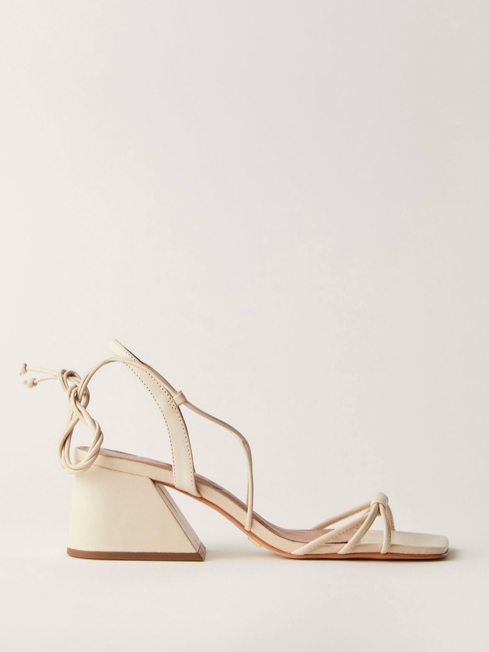NWOT Vicenza Strappy Cream Block Heel Sandals Ankle Tie Free People - Picture 11 of 11